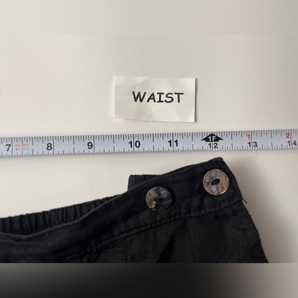 Kleen 100% Linen Barrel Ankle Pant Womens S Black Elastic Waist Lagenlook Boho - Picture 7 of 11